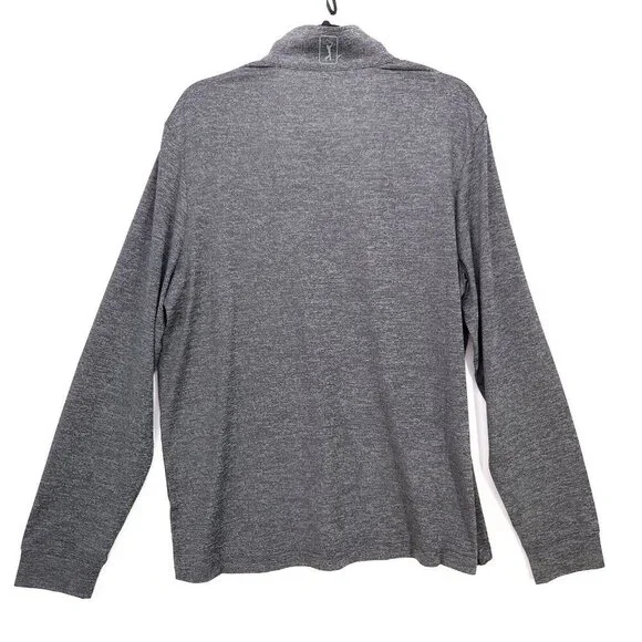 PGA Tour Quarter Zip Pullover Long Sleeve Men's Medium Polyester Golf Shirt Gray - Picture 2 of 13
